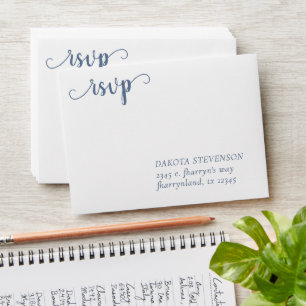 Simple Slate Script   Flourish RSVP Return Address Envelope