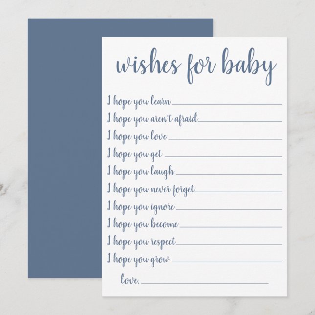Simple Slate Wishes | Dusty Blue Keepsake Card (Front/Back)