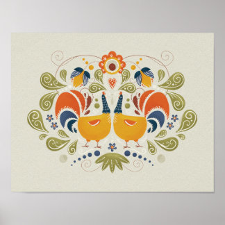 Simple Slavic Folk Rooster Art Poster