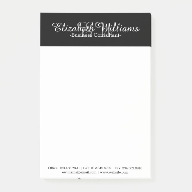 Simple Sleek Black Initial Professional Post-it® Post-it Notes (Front)