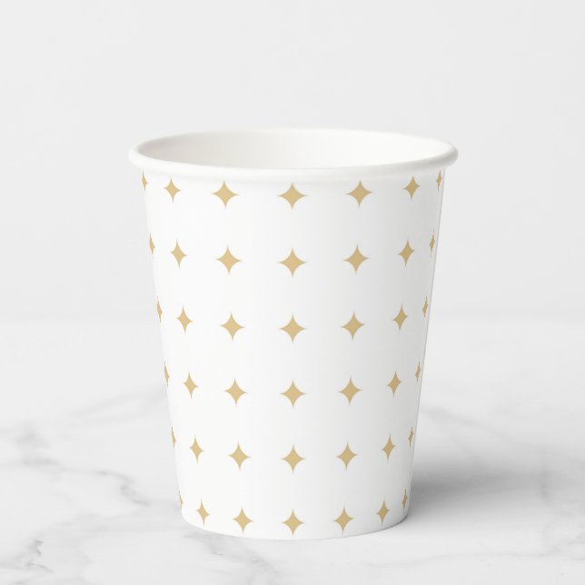 Simple Sleek Golden Stars Pattern Paper Cups (Back)
