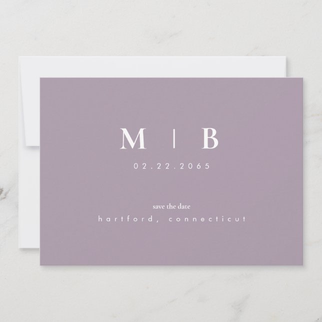 Simple Sleek Lavender Monogram Wedding Save The Da Save The Date (Front)