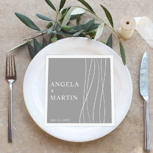 Simple Sleek Lines Silver Grey Napkin