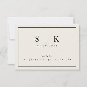 Simple Sleek Monogram Beige Save the Date IV