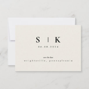 Simple Sleek Monogram Beige Save the Date VI