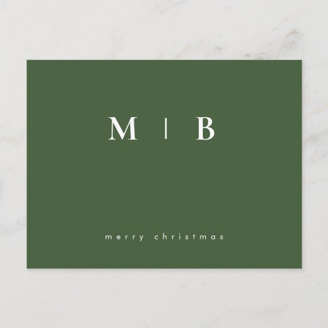 Simple Sleek Monogram Christmas  Postcard (Front)