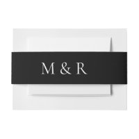 Simple & Sleek Monogram Wedding Invitation B/W