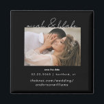 Simple & Sleek Photo Black Wedding Save the Date Magnet<br><div class="desc">Contemporary Photo Black and White Text Wedding Save the Date Magnet.</div>