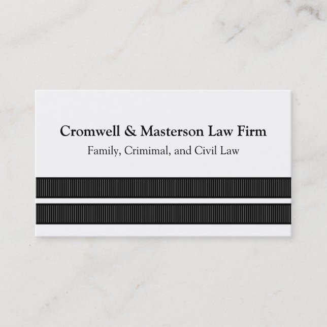 Simple Sleek Stripes Business Card, Black Business Card (Front)