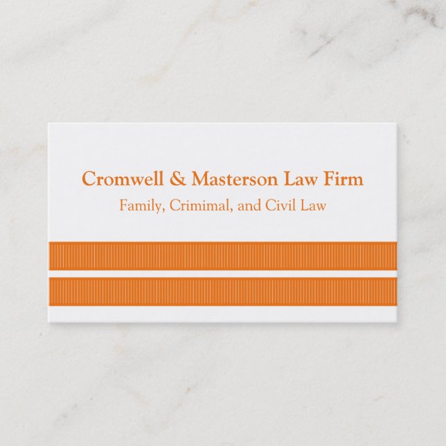 Simple Sleek Stripes Business Card, Orange Business Card (Front)
