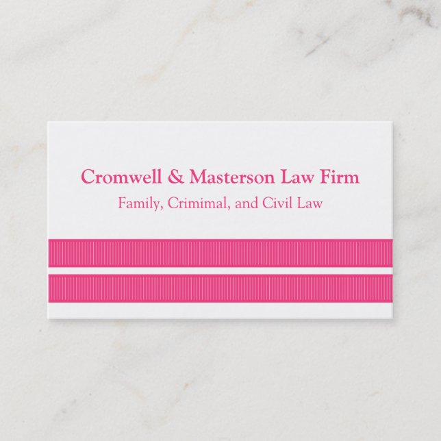 Simple Sleek Stripes Business Card, Pink Business Card (Front)