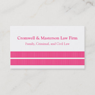 Simple Sleek Stripes Business Card, Pink Card