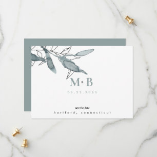 Simple Sleek Teal Monogram Wedding Save the Date