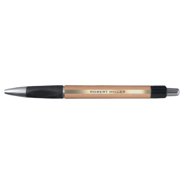 Simple slick copper brown & gold metallic texture pen (Front)