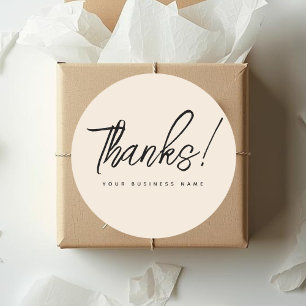 Simple small business beige thank you  classic round sticker