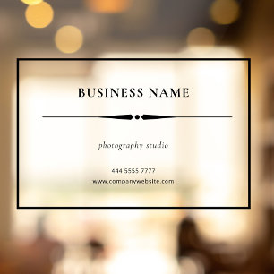 Simple Small Business Name Black Frame Transparent Window Cling