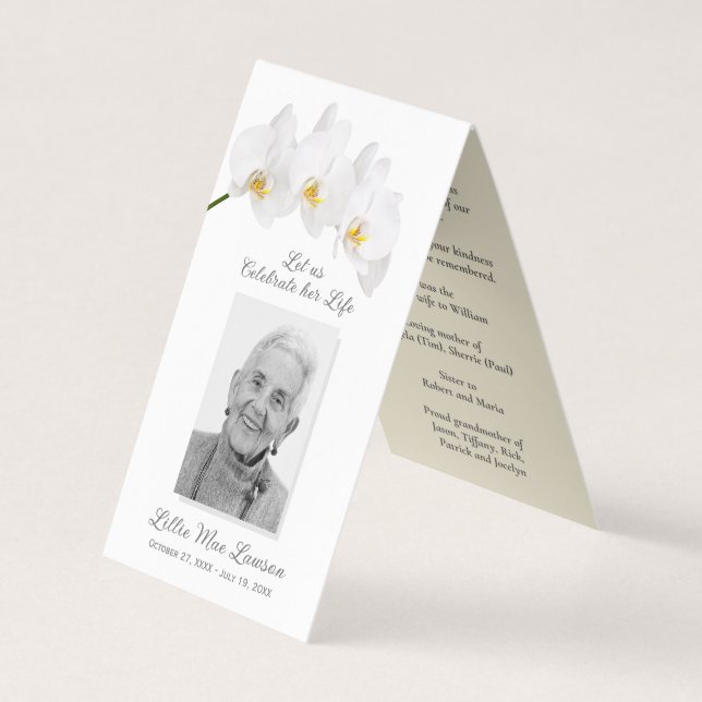 Simple Small Funeral Memorial Prayer Photo Card (Front)