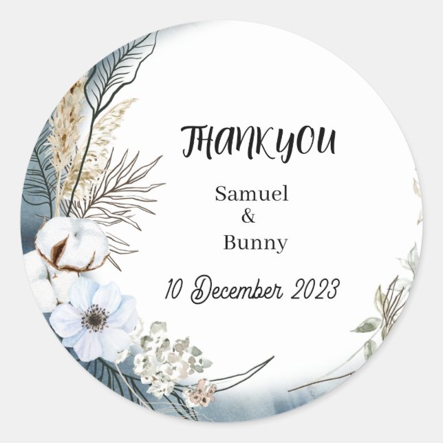 simple small round white roses wedding stickers (Front)