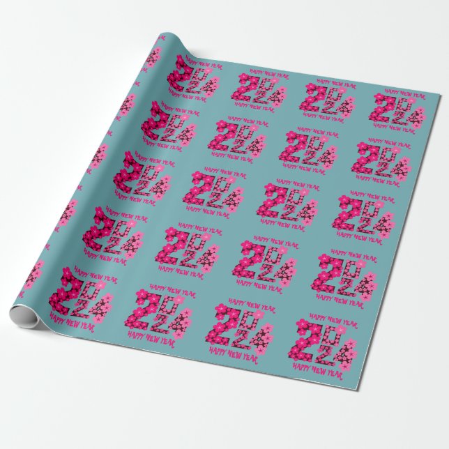 SIMPLE SMART GIFT NEW YEAR 2024 WRAPPING PAPER (Unrolled)