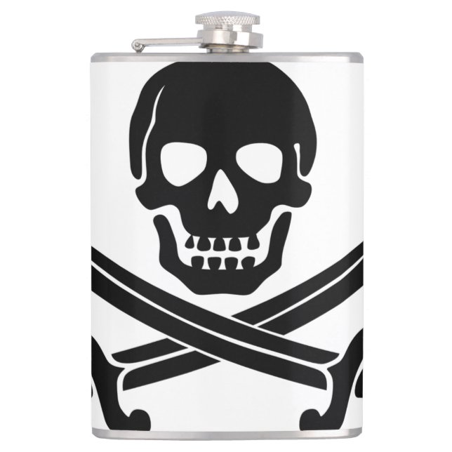 Simple Smiling Pirate Skull Hip Flask (Front)