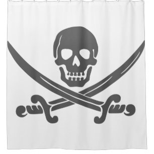 Simple Smiling Pirate Skull with Crossed Swords