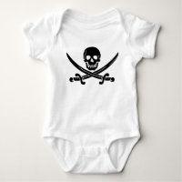 Simple Smiling Pirate Skull with Crossed Swords