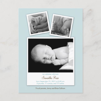 Simple Snapshots Baby Birth Announcement (Blue)