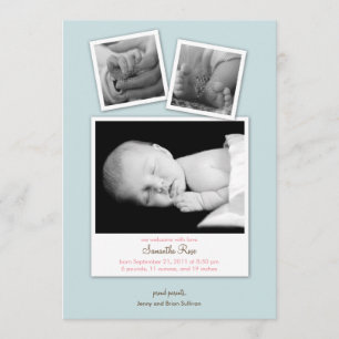 Simple Snapshots Baby Birth Announcement (Blue)