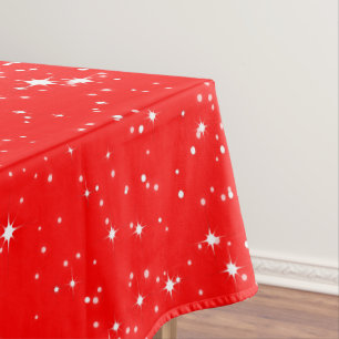 Simple Snow and Stars on BRIGHT RED or Your Color Tablecloth