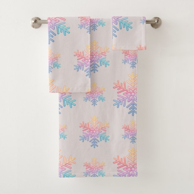 Simple Snowflake Bath Towel Set (Insitu)