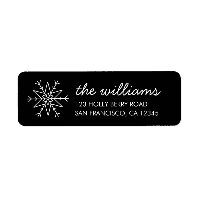 Simple Snowflake Black Return Address Labels (Front)