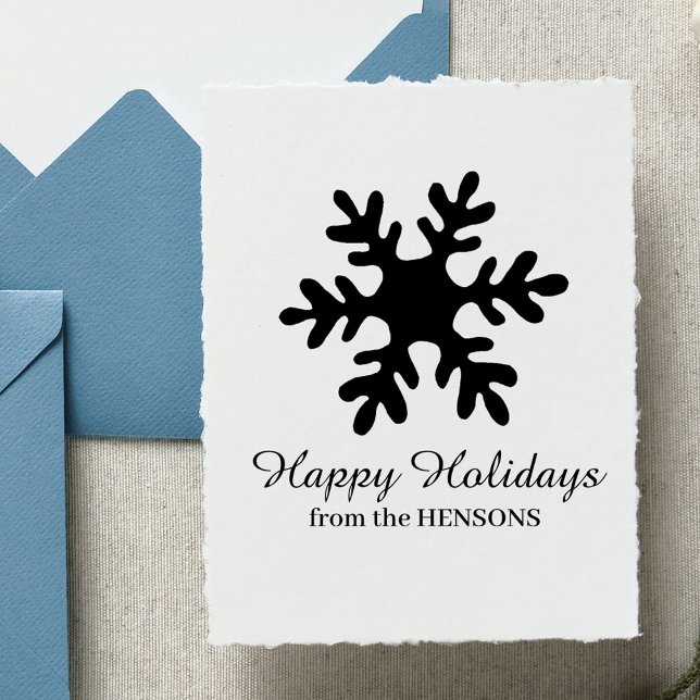 Simple Snowflake Family Name Script Holiday Rubber Stamp (Creator Uploaded)