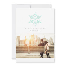 Simple Snowflake In Mint | Holiday Photo Card