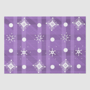 Simple Snowflakes Purple Plaid Pattern Tissue Paper