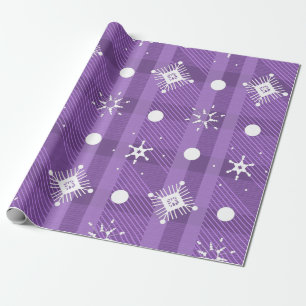 Simple Snowflakes Purple Plaid Pattern Wrapping Paper