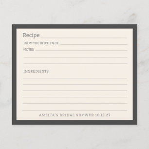 Simple Soft Black Border Personalized Recipe Card