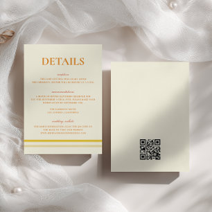 Simple Soft Butter Yellow Wedding Details QR Code Enclosure Card