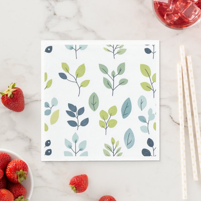 Simple Soft Green Botanical Leaf Design Napkin (Insitu)