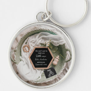 Simple soft Neutral Pregnancy Announcement gift Keychain