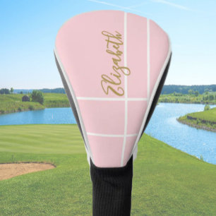 Simple soft pink minimalist custom name ladies  golf head cover