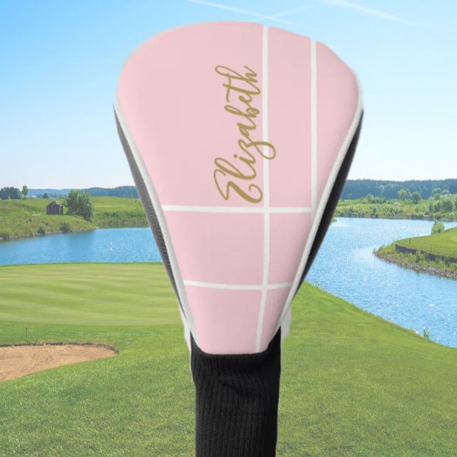 Simple soft pink minimalist custom name ladies  golf head cover (Creator Uploaded)