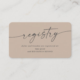 Simple Solid Beige Colour Wedding Registry Enclosure Card