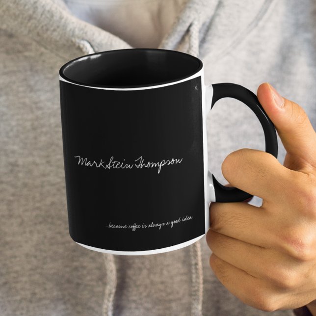 Simple solid black-colour personalized with name mug (simple black color mug)