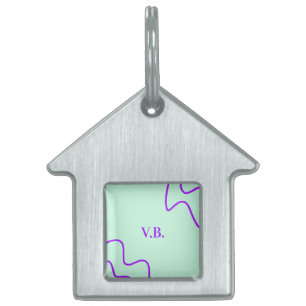 Simple solid color add name text monogram pet ID tag