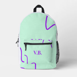 Simple solid color add name text monogram printed backpack