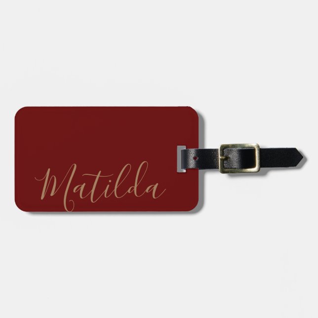 Simple Solid color Gold Personalized Name Luggage Tag (Front Horizontal)