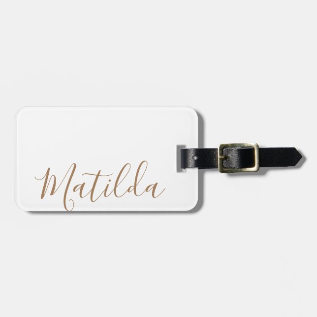 Simple Solid color Gold Personalized Name Luggage Tag (Front Horizontal)