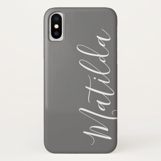 Simple Solid color Gray Plain Personalized Name Case-Mate iPhone Case (Back)