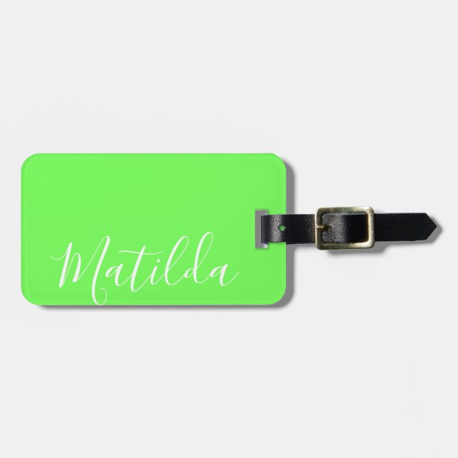 Simple Solid color Neon Personalized Name Luggage Tag (Front Horizontal)