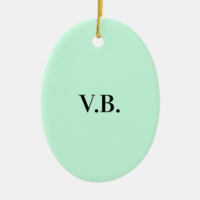 Simple solid colour add name text monogram  ceramic ornament (Front)